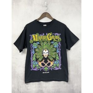 Vintage Anvil Mardi Gras New Orleans T Shirt Mens Medium Peacock Masquerade